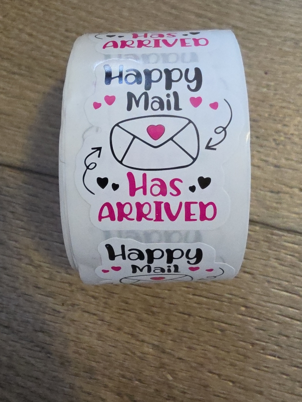 Happy Mail Has Arrived Sticker Roll - White and Pink
